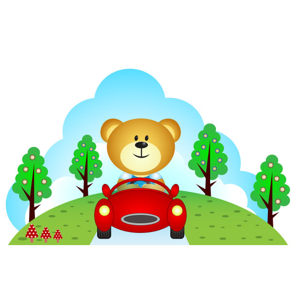 玩具熊开车图案