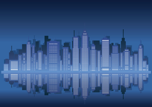 城市天际线,都市风景,夜晚