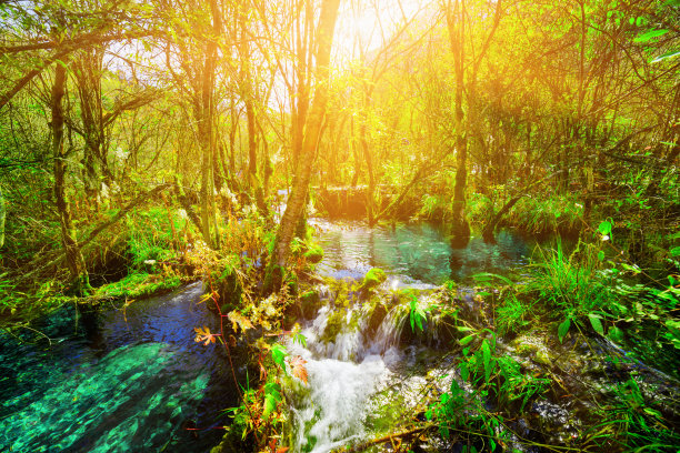 四川九寨沟秋冬景色