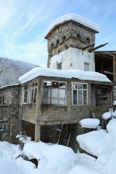 西北农村冬天雪景