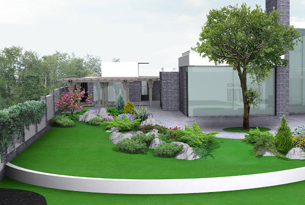 别墅外观花园效果图设计