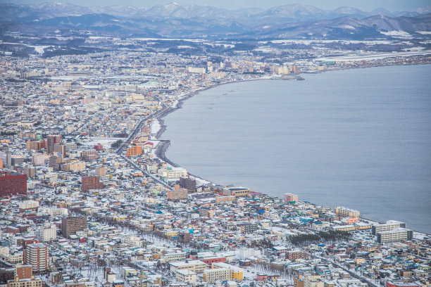 日本北海道函馆俯瞰城市夜景