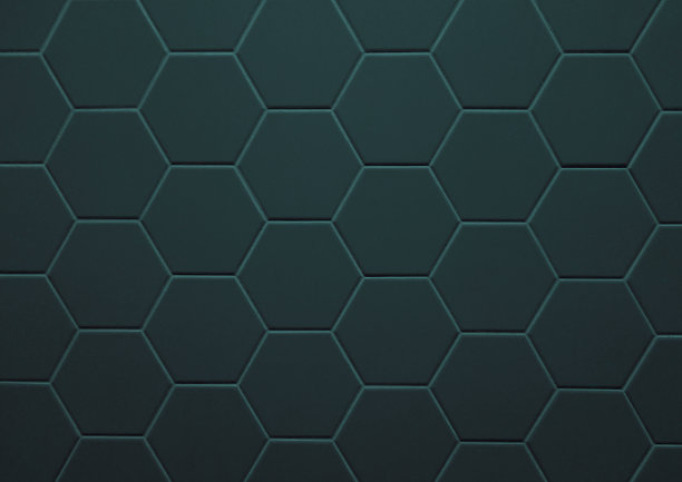 蓝绿几何六边形无缝图案