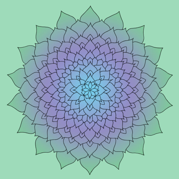 精美紫色绿色圆形花纹图案