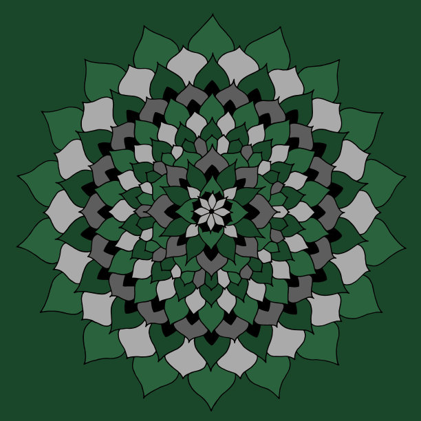 精美绿色圆形几何花纹图案