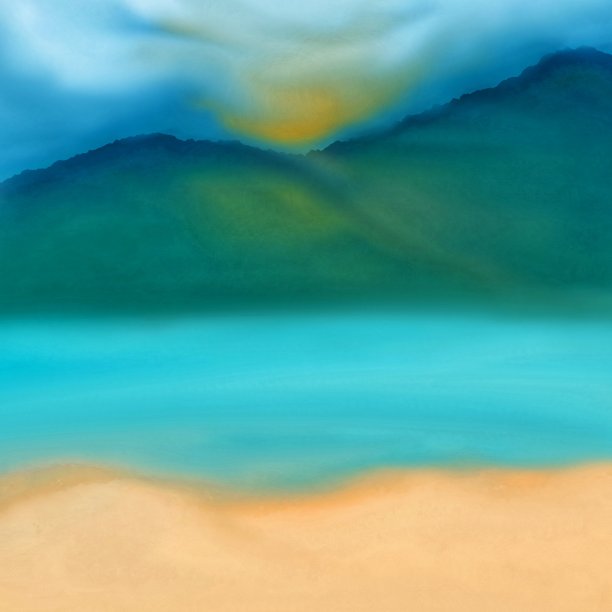 热带海滨风景油画