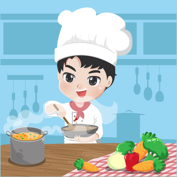 卡通可爱小男孩厨师