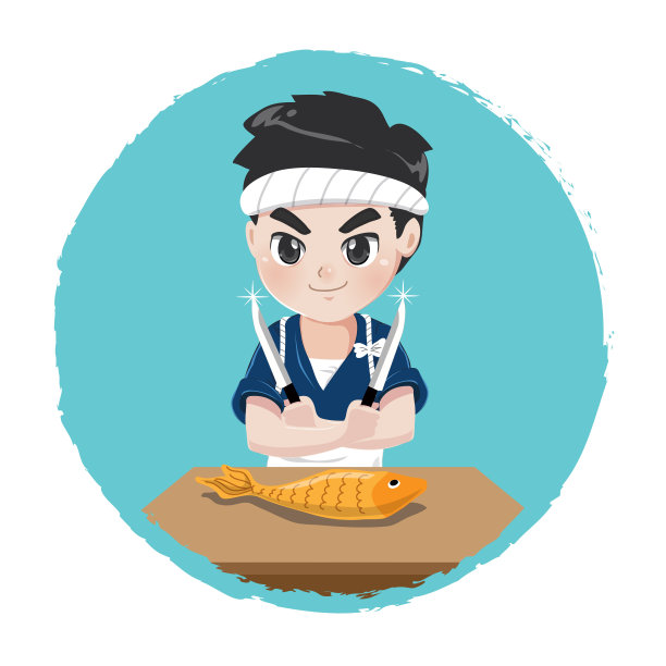 卡通男孩餐饮行业logo