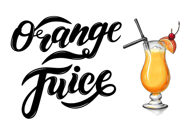 鲜橙汁 书法字体
