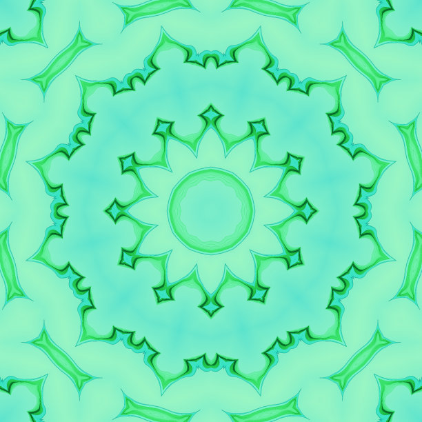精美蓝绿色圆形花纹图案