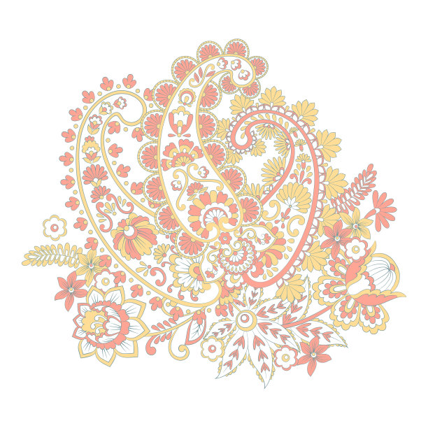 佩斯利花纹,矢量,蜡染风格