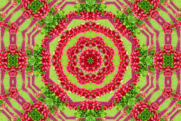 多彩几何花卉拼接图案