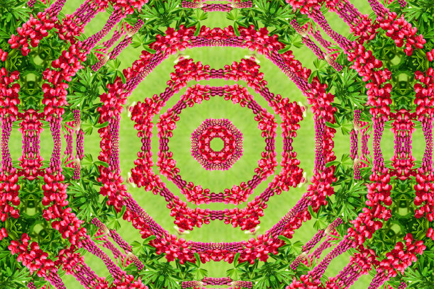 多彩几何花卉拼接图案