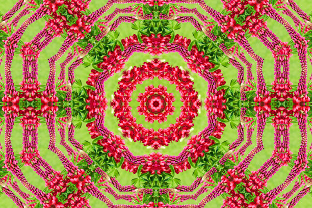 多彩几何花卉拼接图案