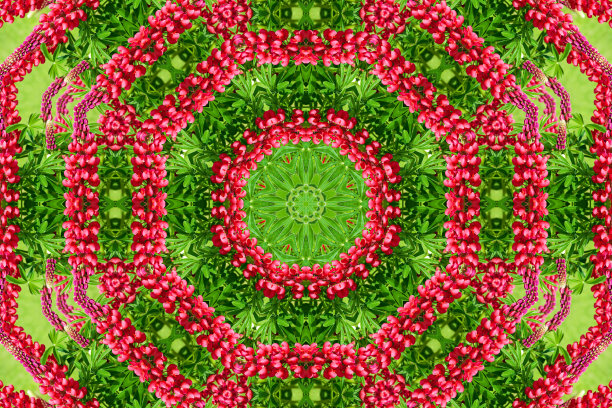 多彩几何花卉拼接图案