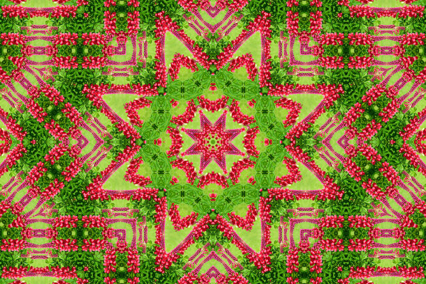 多彩几何花卉拼接图案