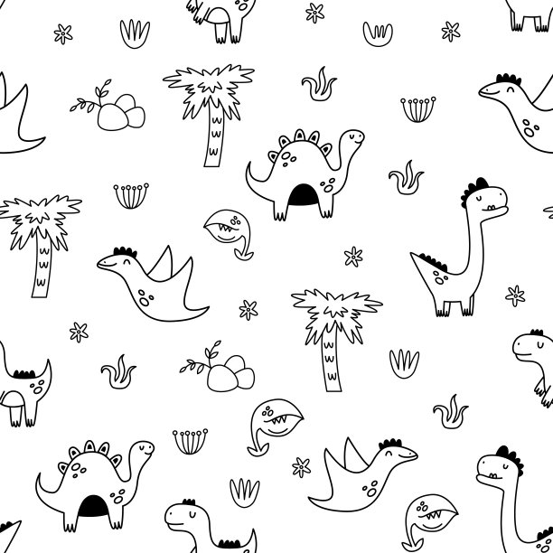 抽象卡通恐龙图案