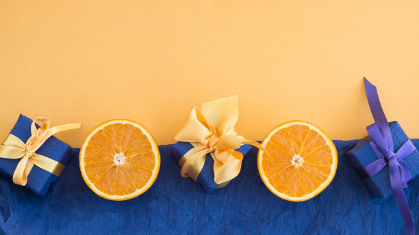 橙蓝色婚礼背景