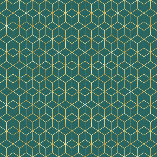蓝绿几何六边形无缝图案