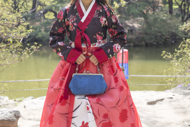 红衣图案优雅美人