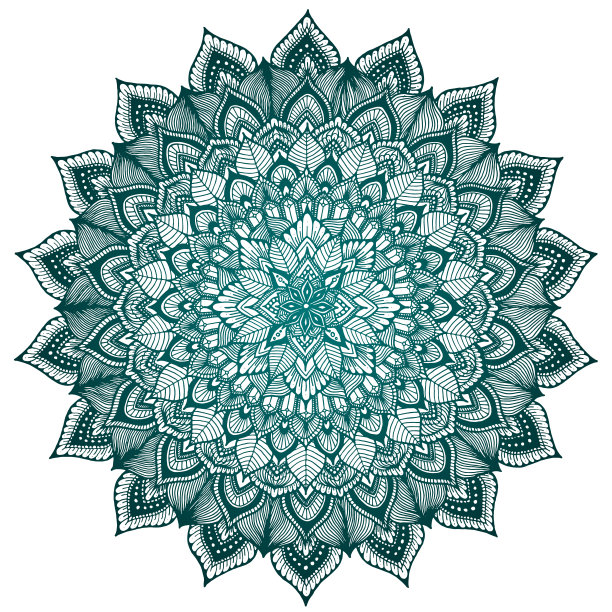 精美绿色圆形几何花纹图案