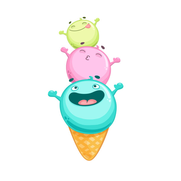 可爱卡通冰淇淋插画