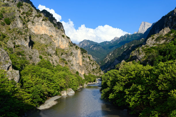 小溪,高山,水