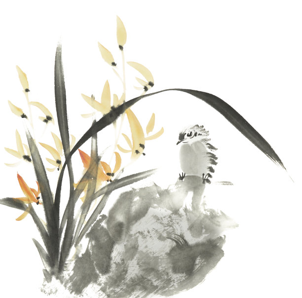 水墨兰花中国画