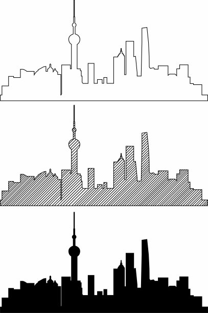 上海建筑线稿矢量