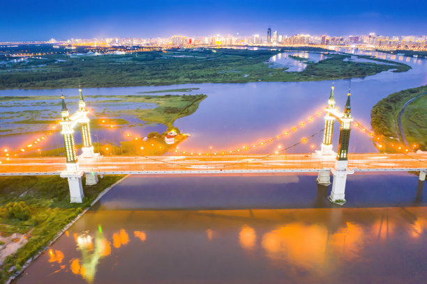 中国黑龙江哈尔滨城市全景航拍