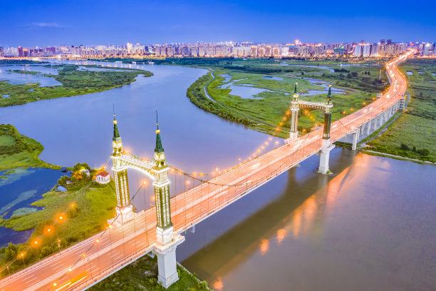 中国黑龙江哈尔滨城市全景航拍