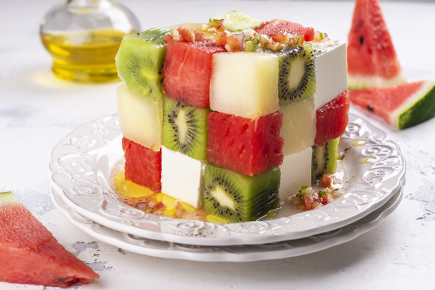 清新绿色方块背景图案