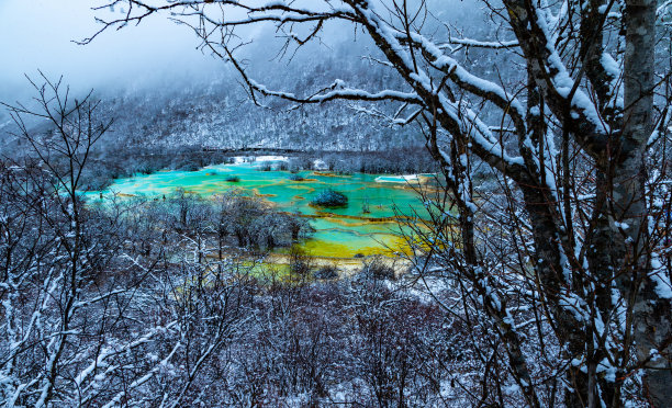 四川九寨沟秋冬景色