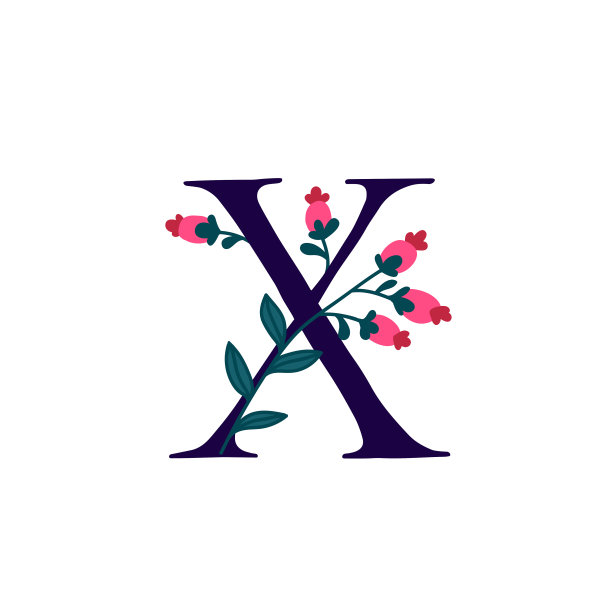 x字母装饰花纹logo标志
