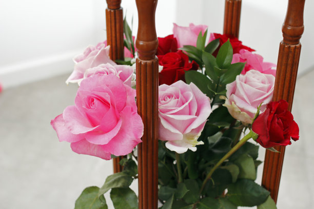 桃红色玫瑰小桌花