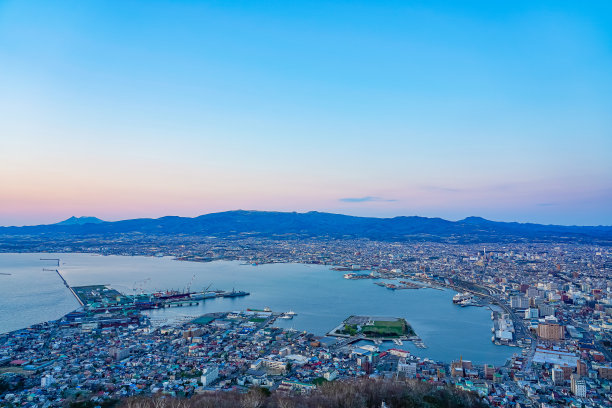 日本北海道函馆俯瞰城市夜景