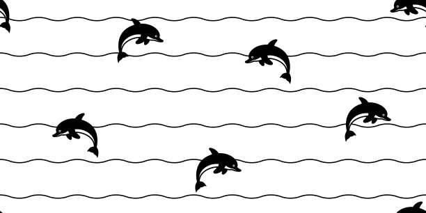 海豚 卡通印花图案