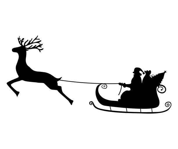 卡通圣诞节圣诞老人驯鹿礼物插画