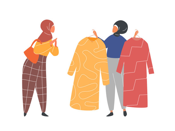 传统市井女人插画