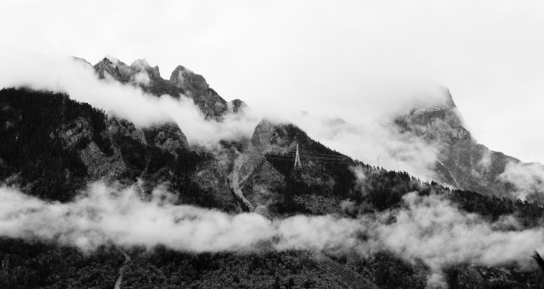 雪山,山顶,云景