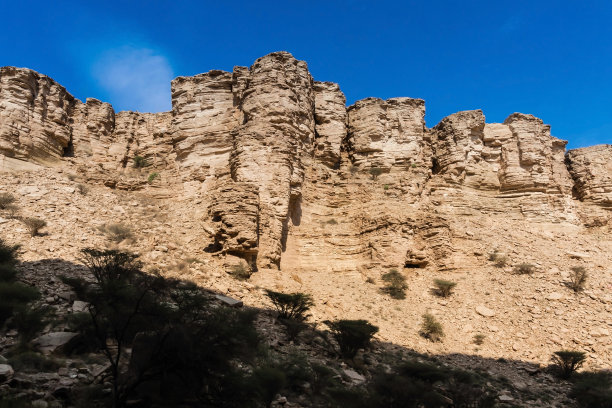 峡谷风光峭壁绿植蓝天