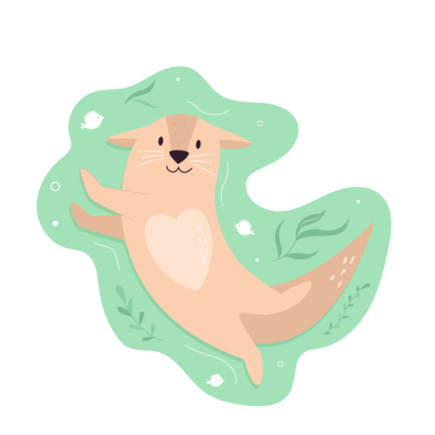 可爱水獭卡通图案背景