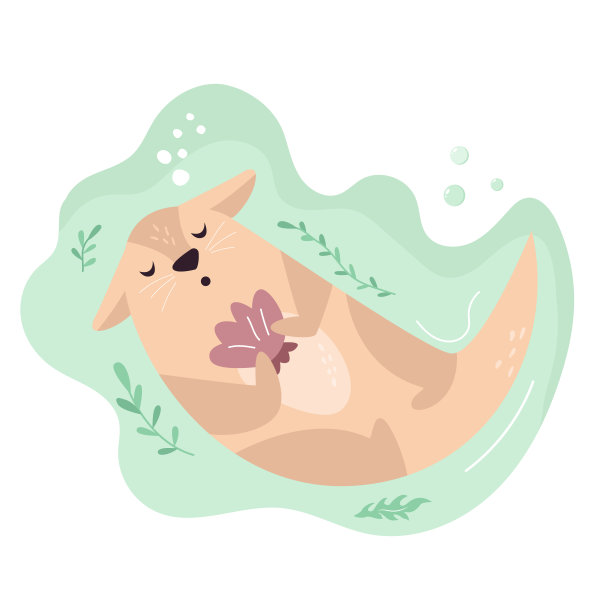 可爱水獭卡通图案背景