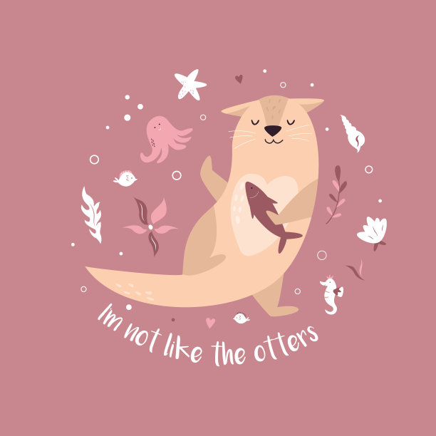 可爱水獭卡通图案背景