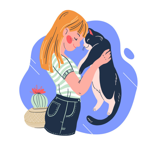 抱小猫咪的女孩