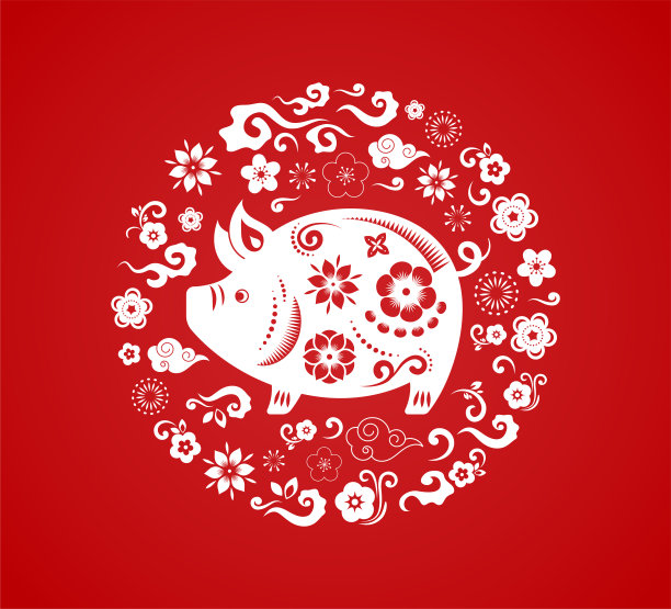 新春猪年红色中国风新年春节海报