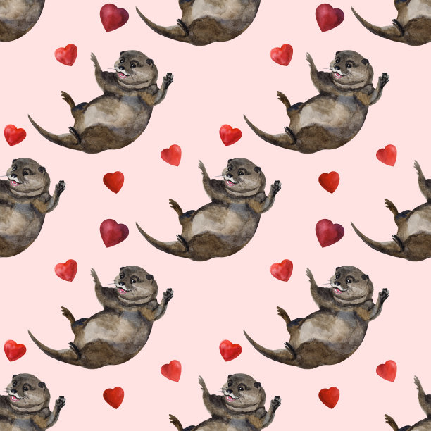 可爱水獭卡通图案背景