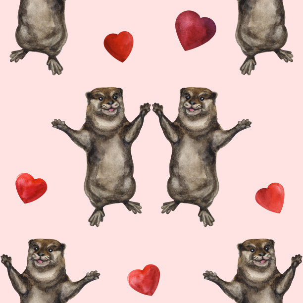 可爱水獭卡通图案背景