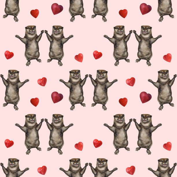 可爱水獭卡通图案背景