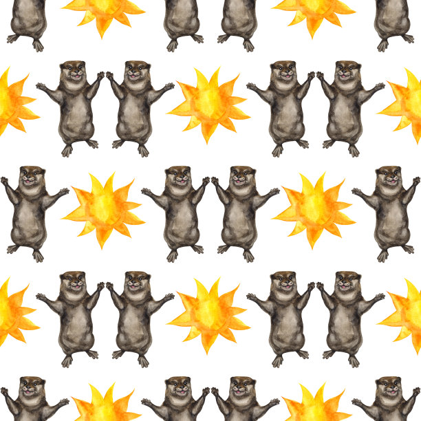 可爱水獭卡通图案背景